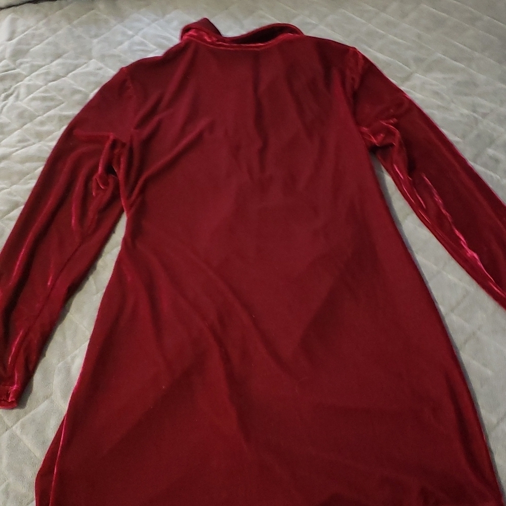NWT House of Harlow 1960 Red Velvet Button Front Ruched Dress - Picture 7 of 7